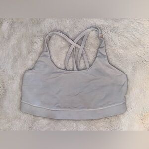 LULULEMON ATHLETICA ENERGY LONGLINE SPORTS BRA LIGHT GRAY BEIGE SIZE 8